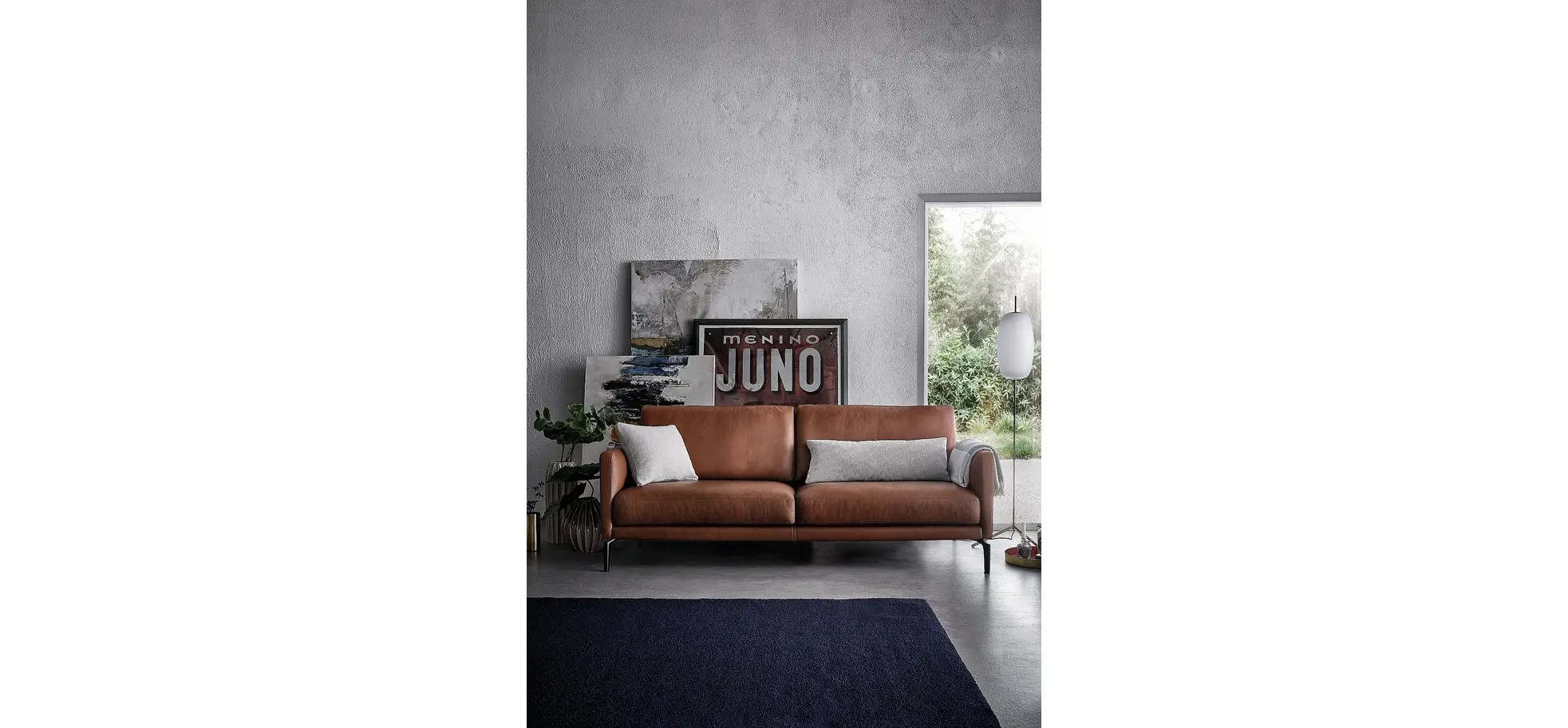 Sofa Cuneo - 2,5-Sitzer, Leder, Cognac