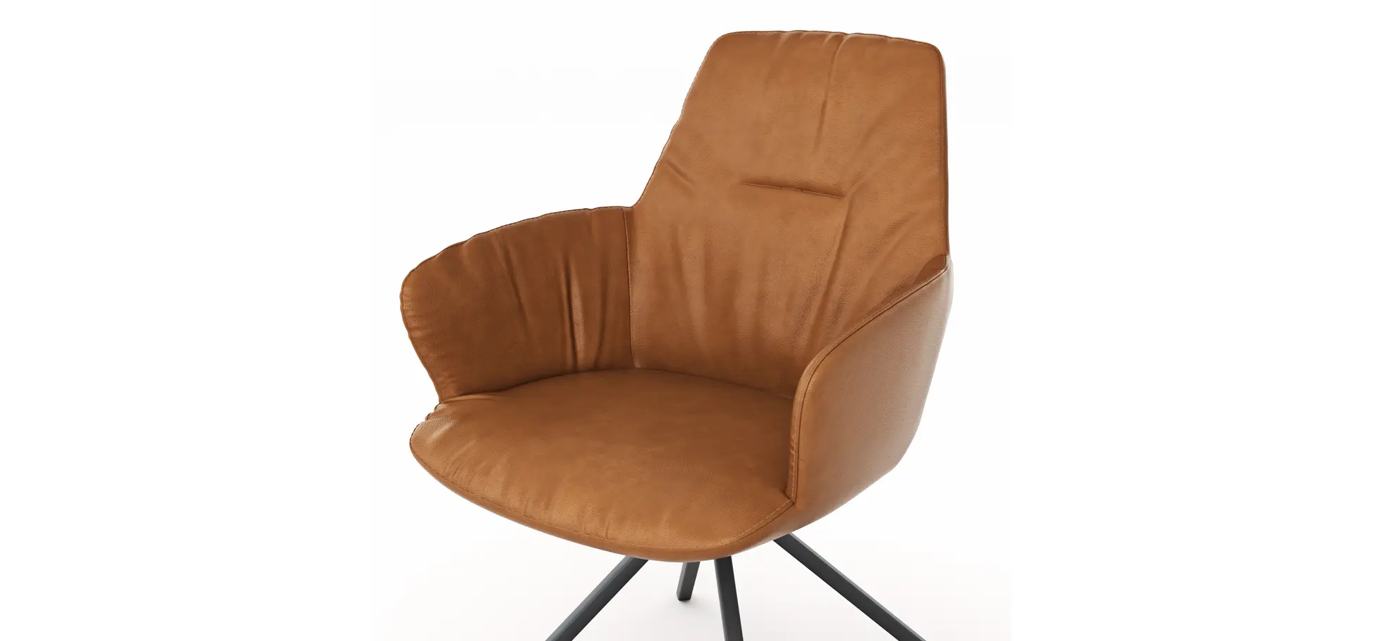 Armlehnstuhl Pegara - Leder, Cognac