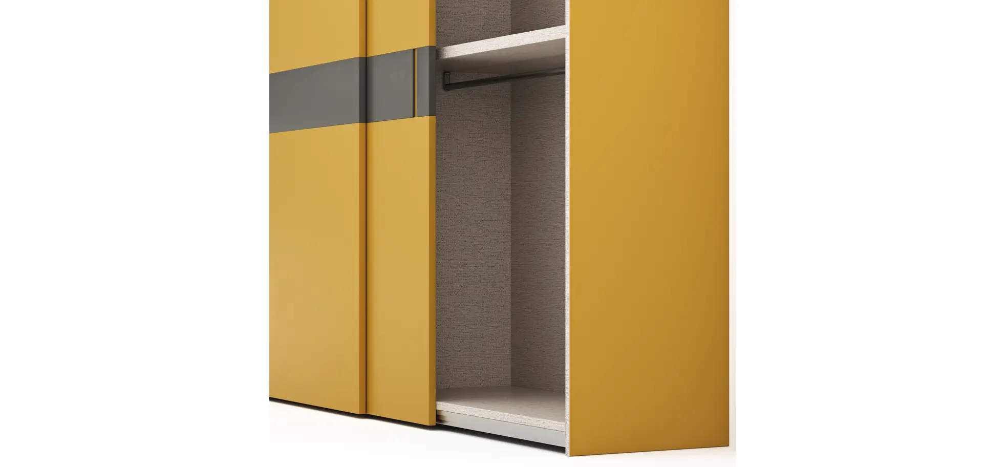 Schiebetürenschrank Loretto - B ca. 280 cm, Lack matt, Safrangelb
