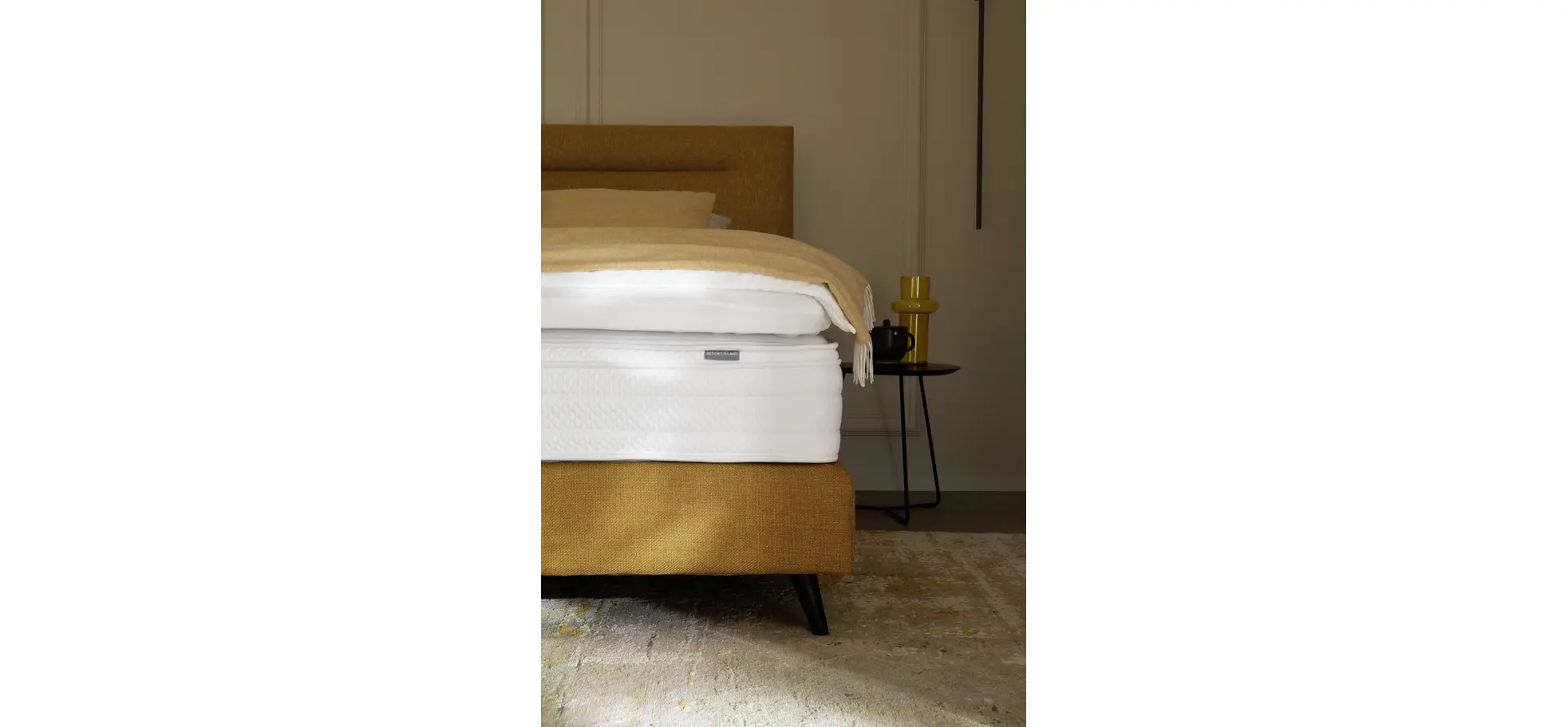 Boxspringbett Navelli 2 - Liegefläche ca. 180x200 cm, Stoff, Kurkuma