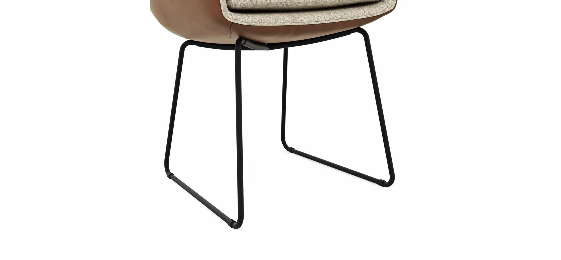 Armlehnstuhl Macano - Stoff & Leder, Beige, Cognac