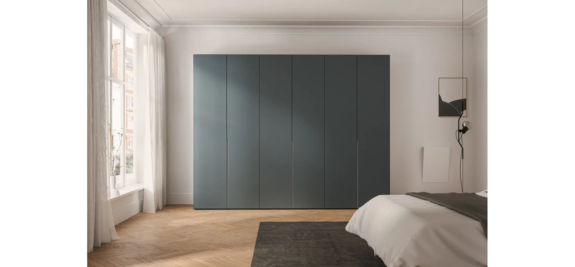 Drehtürenschrank Loretto - B ca. 304 cm. Lack Matt, Salbei