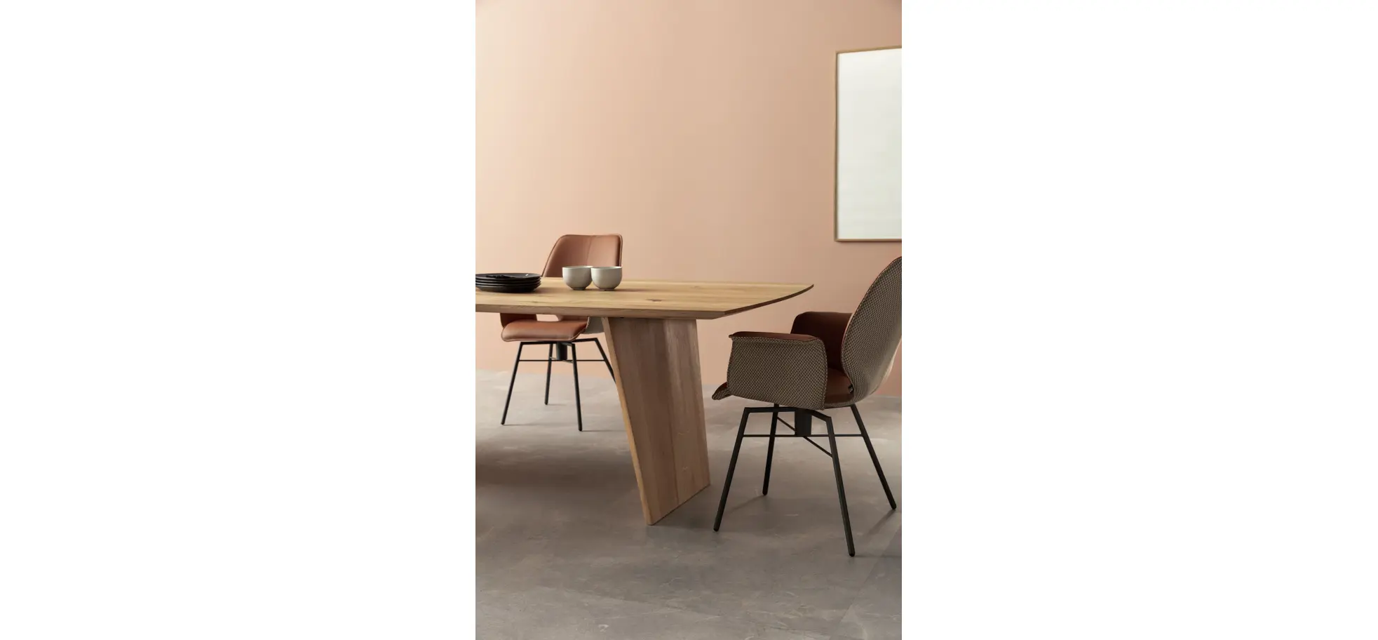 Armlehnstuhl Penthouse -  Leder, Rost, Stoff, Beige-Rost, Drehbar