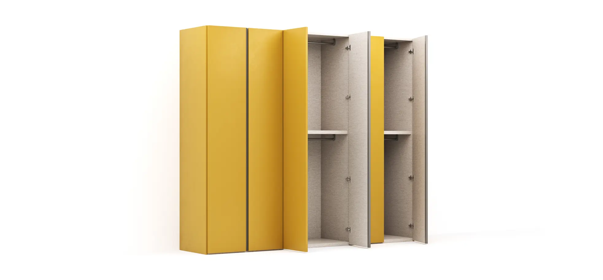 Drehtürenschrank Loretto - B ca. 280 cm, Lack matt, Safrangelb