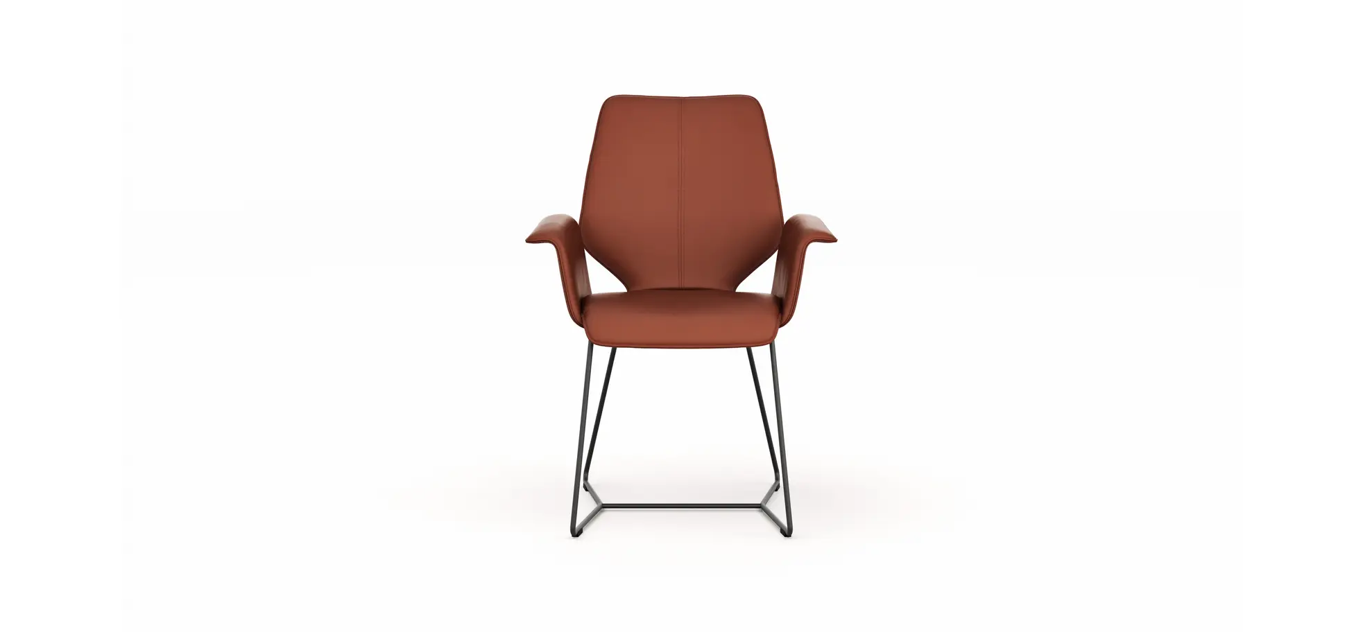 Armlehnstuhl Penthouse - Leder, Rost, Kufen, Anthrazit