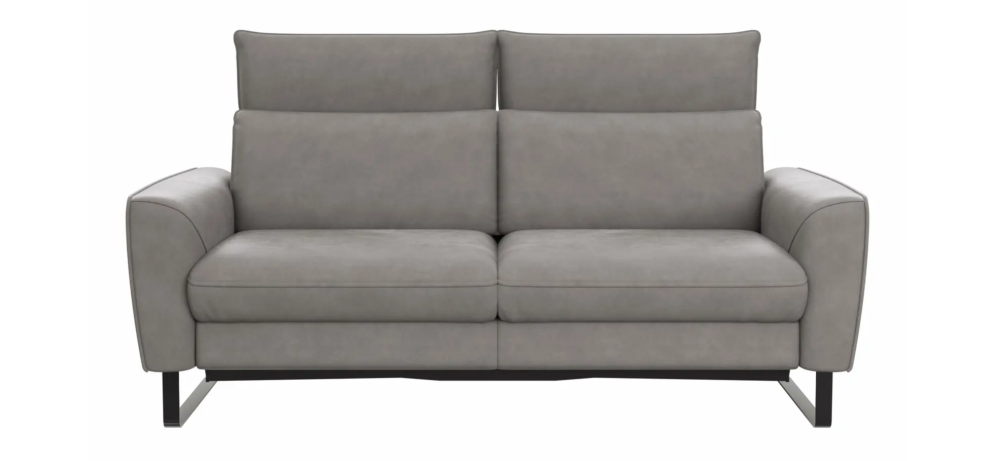 Sofa Avela - 2-Sitzer inkl. Sitzvorzug motorisch und Kopfteil verstellbar, Leder, Steingrau 1291430747