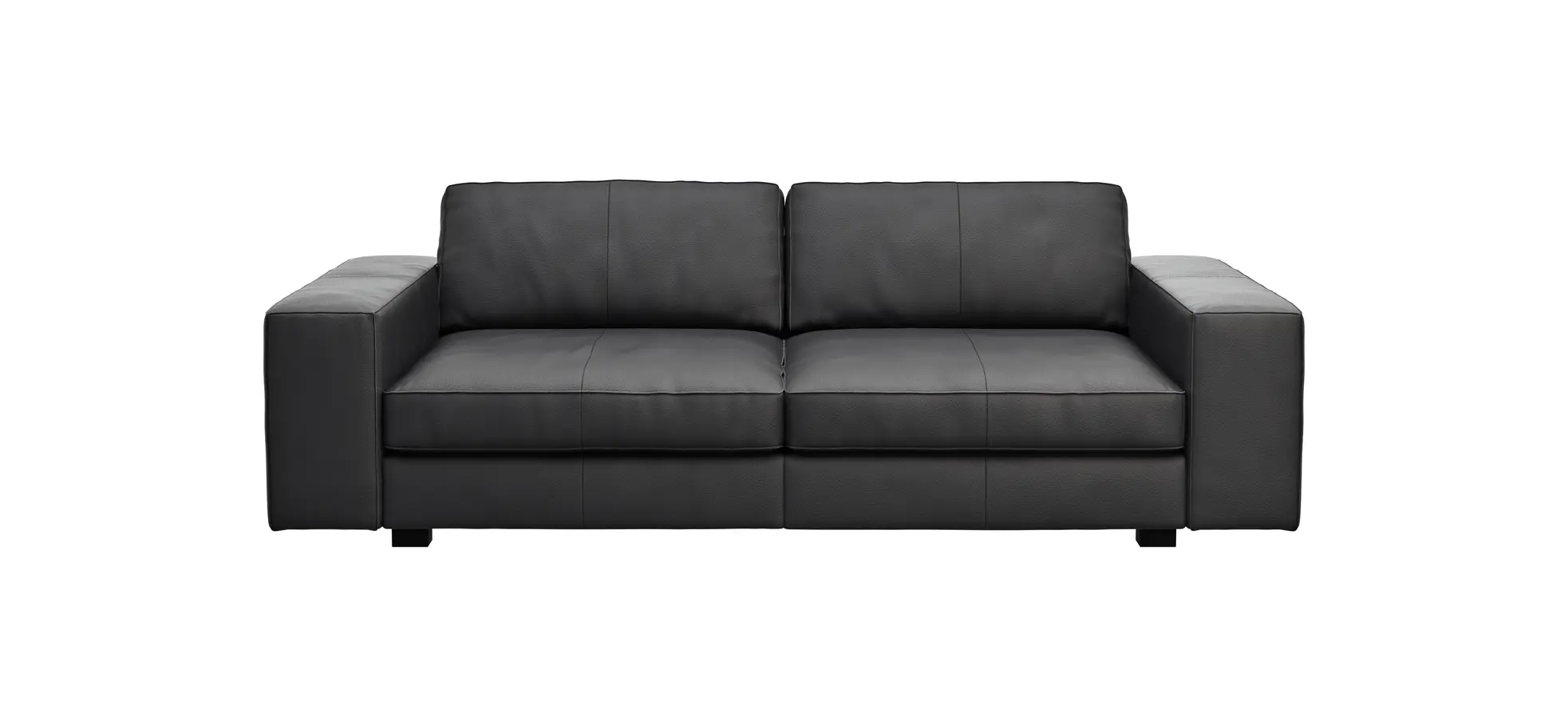 Sofa Aprino 1 - 3,5-Sitzer XXL, Dickleder, Schwarz, Armlehne Block breit 111295