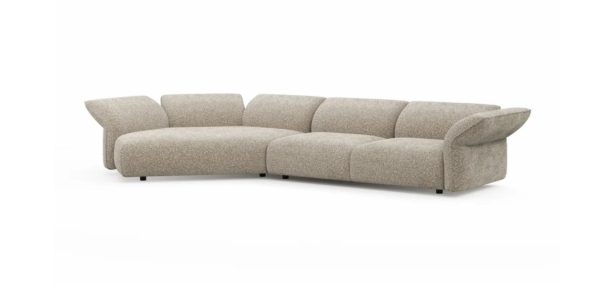 Trapezsofa Motone - Ecke links mit 2-Sitzer, Stoff, Beige