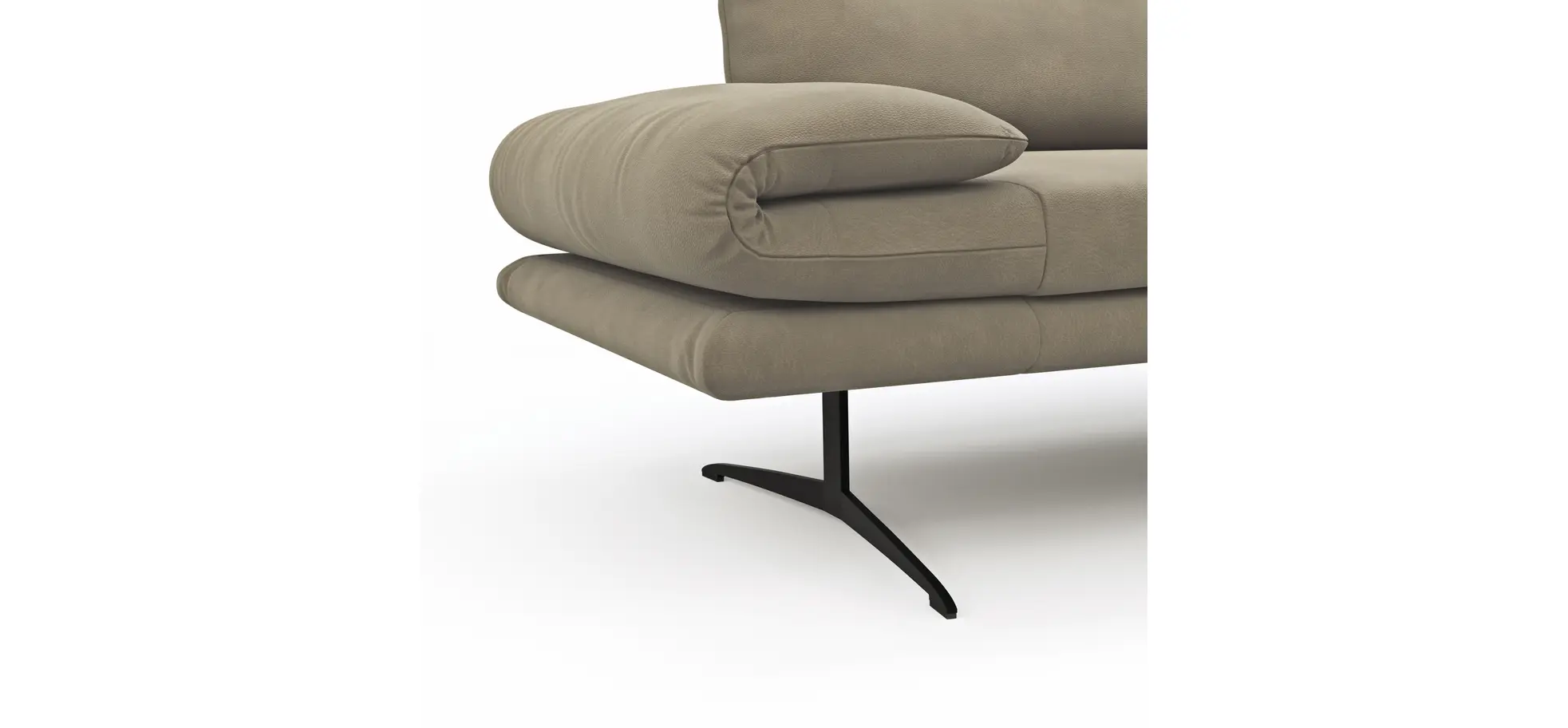 Sofa Lucero - 2,5-Sitzer inkl. Drehsitze und Armlehne/Rückenlehne und Sitztiefe verstellbar, Leder, Taupe 