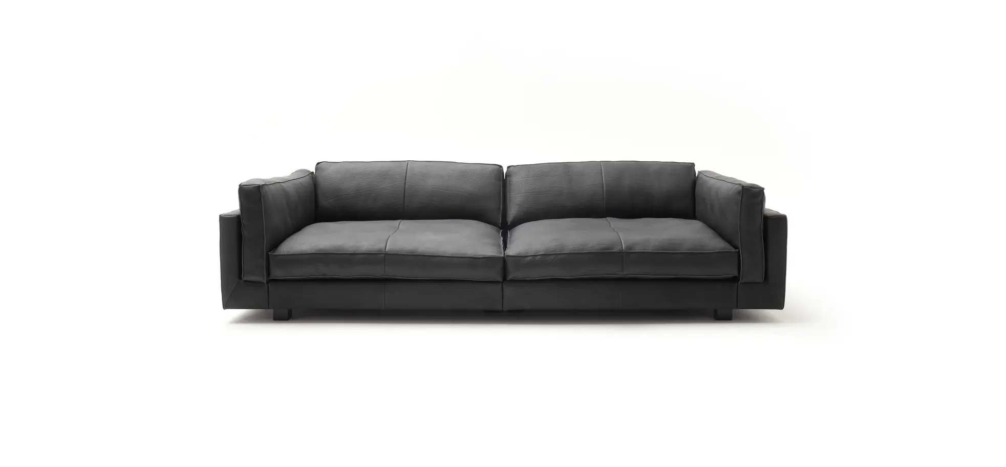Sofa Aprino 3 - 4-Sitzer XXL, Dickleder, schwarz, Armlehne Kissen 108115