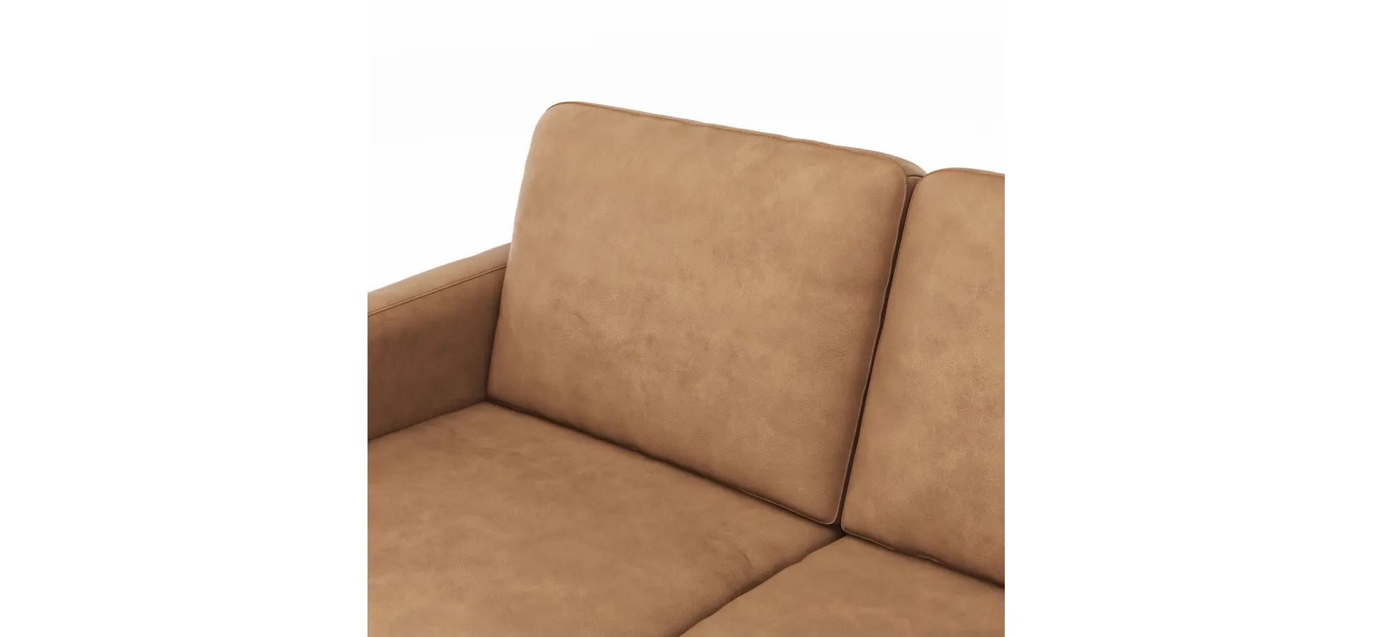 Sofa Enna - 2,5-Sitzer, Armlehne A, Leder, Cognac, Kufe, Schwarz