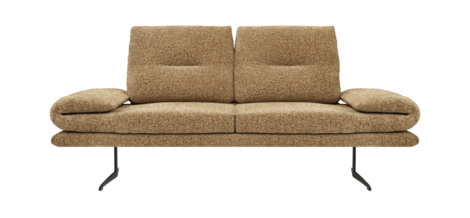 Ecksofa Lucero 2.0 - Longchair mit 2-Sitzer rechts inkl. Rückenlehne verstellbar, Stoff, Cognac 1291429852