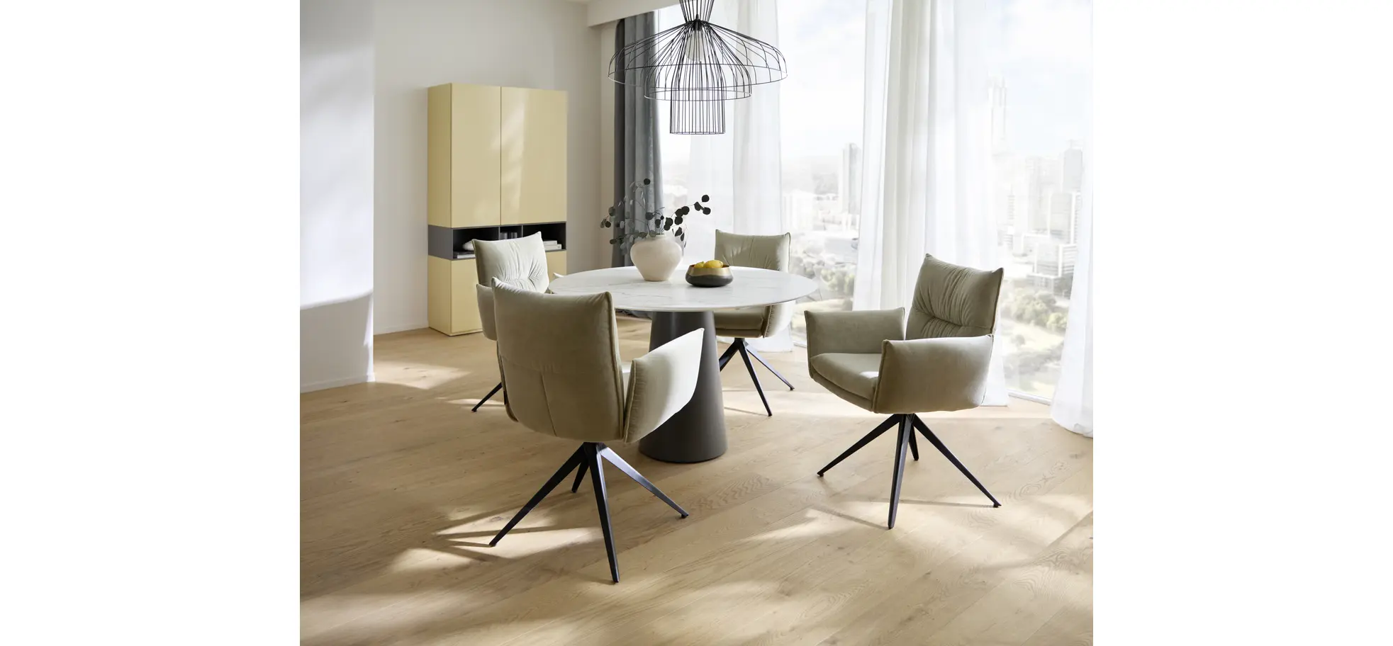 Esstisch Cono - LB 120x120 cm rund, Keramik, Weiß