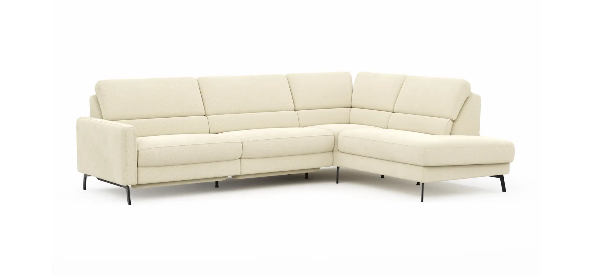 Ecksofa Valera - 3-Sitzer mit Ecke rechts inkl. Rückenlehne verstellbar und Relaxfunktion motorisch, Stoff, Natur