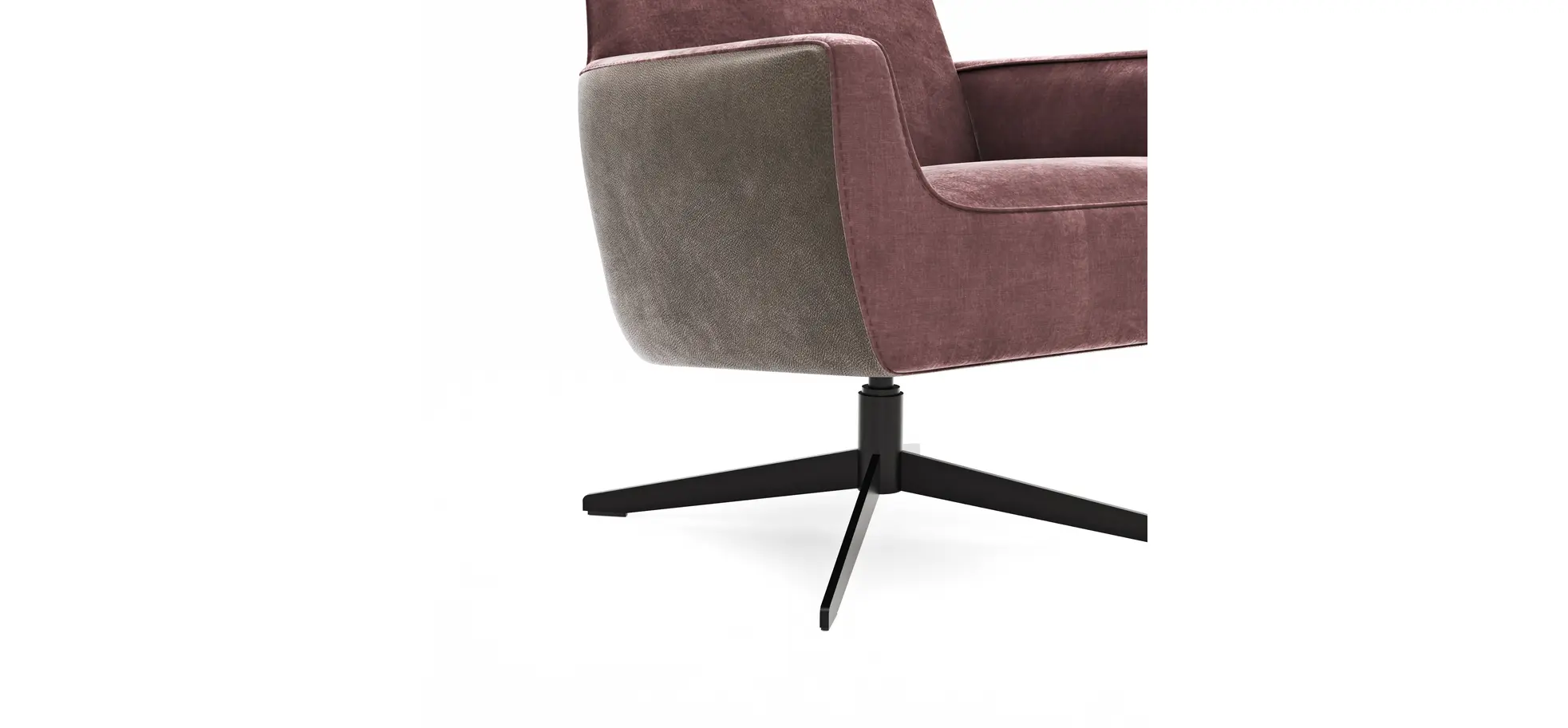 Drehsessel Matina - Größe M, Leder&Stoff, Nougat, Weinrot