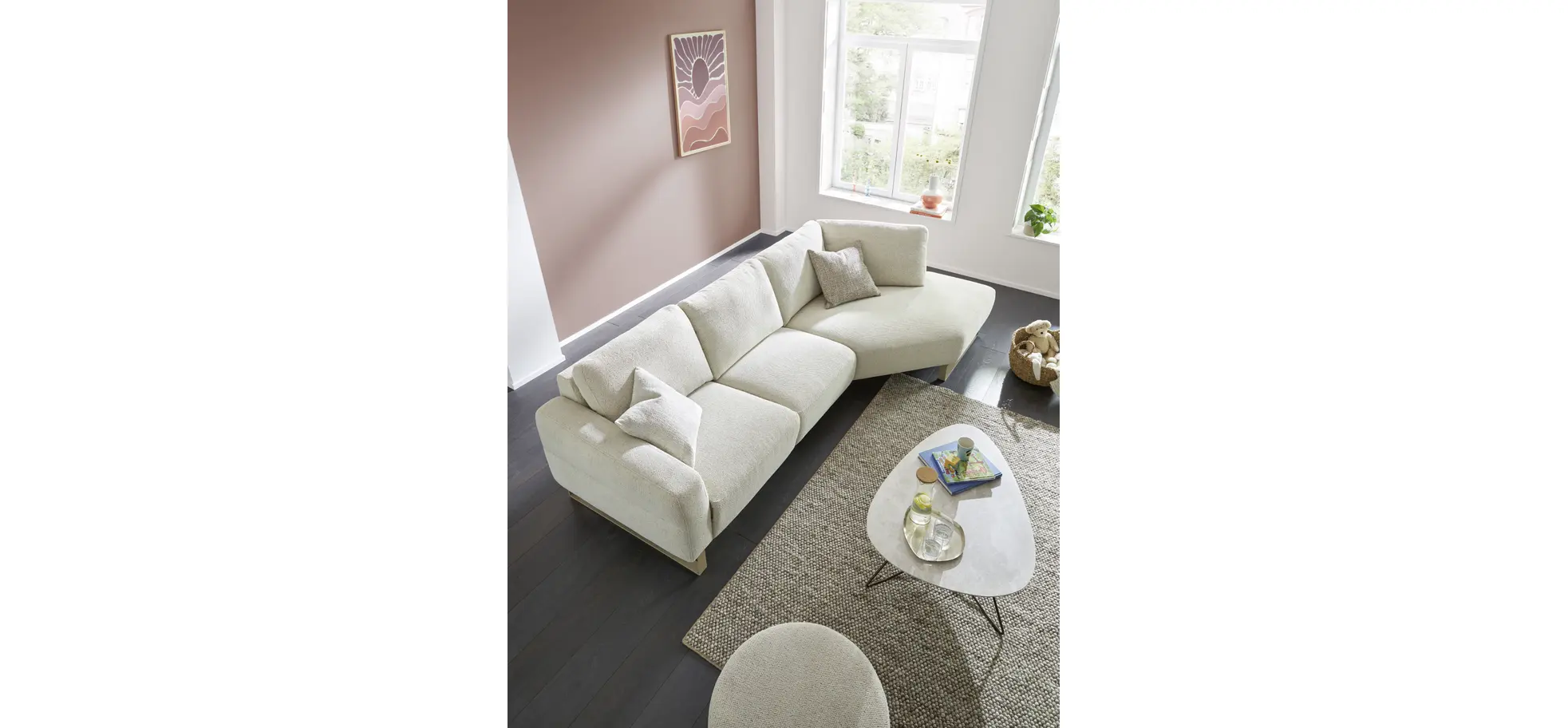 Couchtisch Oliva - LBH ca. 100x70x37 cm, HPL, Creme Natur
