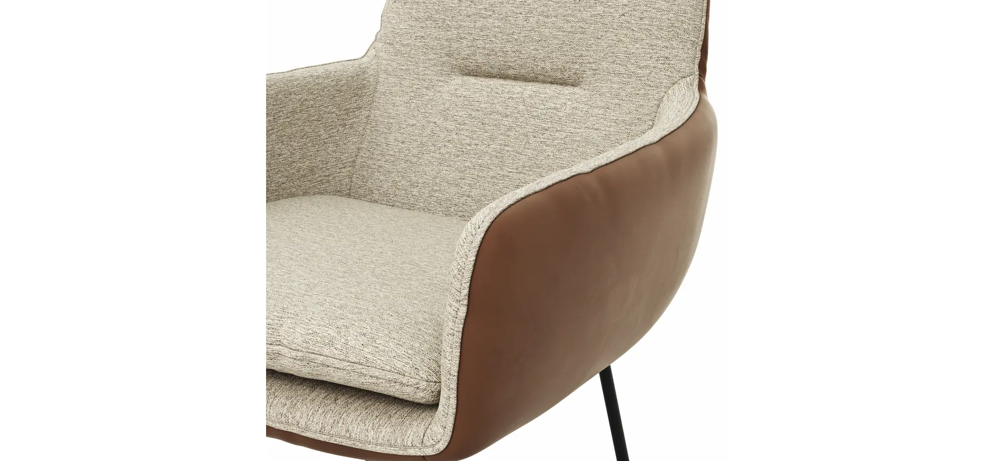 Armlehnstuhl Macano - Stoff & Leder, Beige, Cognac