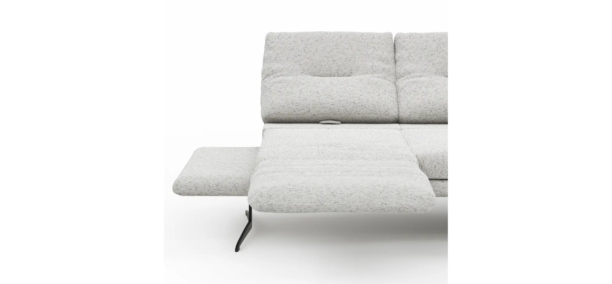 Ecksofa Lucero 2.0 - 2-Sitzer mit Longchair rechts inkl. Sitztiefenverstellung, Drehsitz und Sitztiefe verstellbar, Stoff, Offwhite