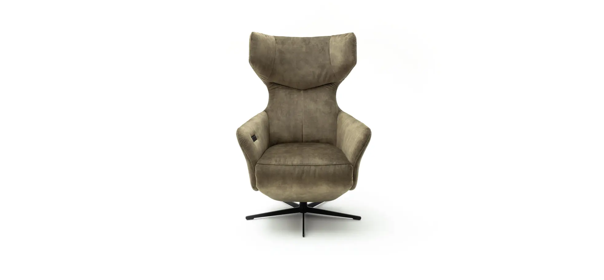 Sessel Noto Relax II - Rückenlehne und Fußteil verstellbar (motorisch), Velour, Schlammgrün