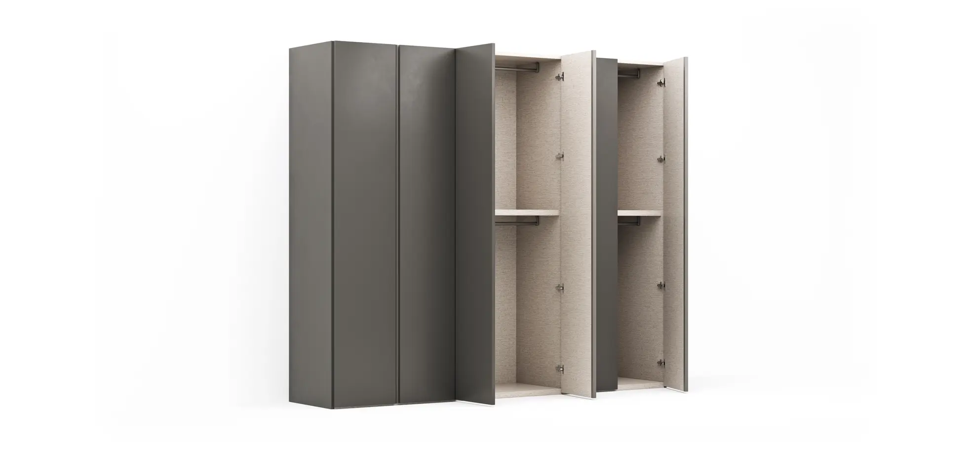 Drehtürenschrank Loretto - B ca. 280 cm, Lack matt, Anthrazit