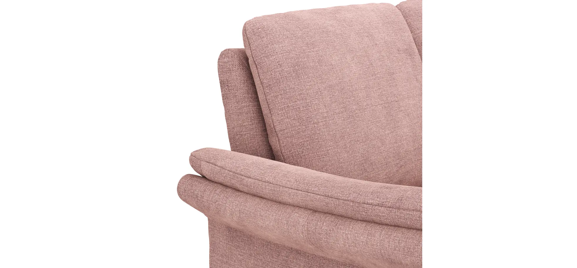 Ecksofa Tenero - 2-Sitzer mit Longchair rechts, Stoff, Helles Rosa