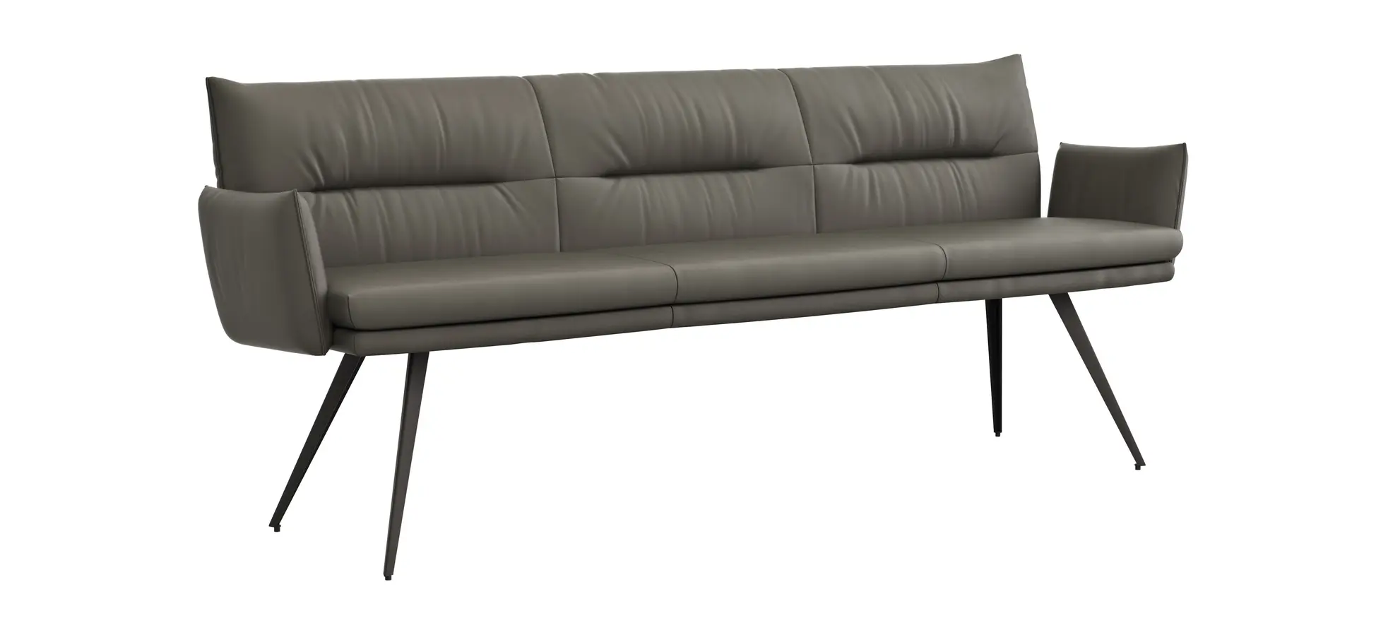 Bank Coscino - 3,5-Sitzer, inklusive Armlehnen, Leder, Schlamm 137772