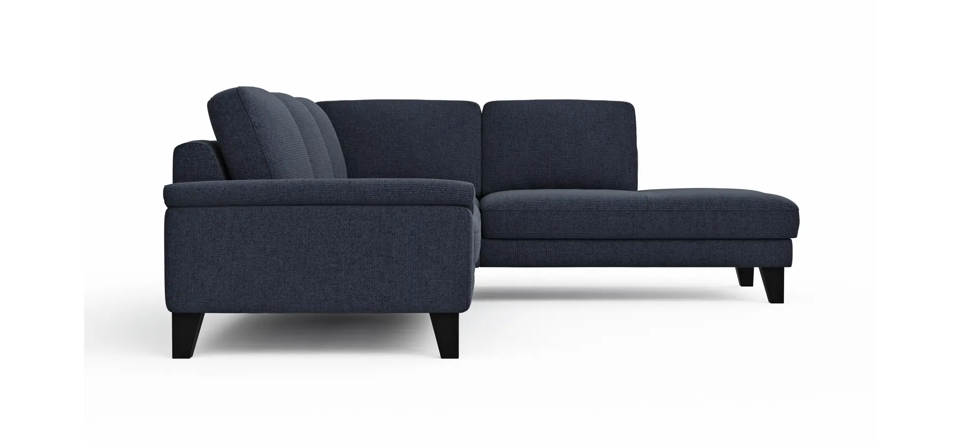 Ecksofa Oviedo - 2,5-Sitzer mit Ecke rechts inkl. Drehsitz, Stoff, Dunkelblau