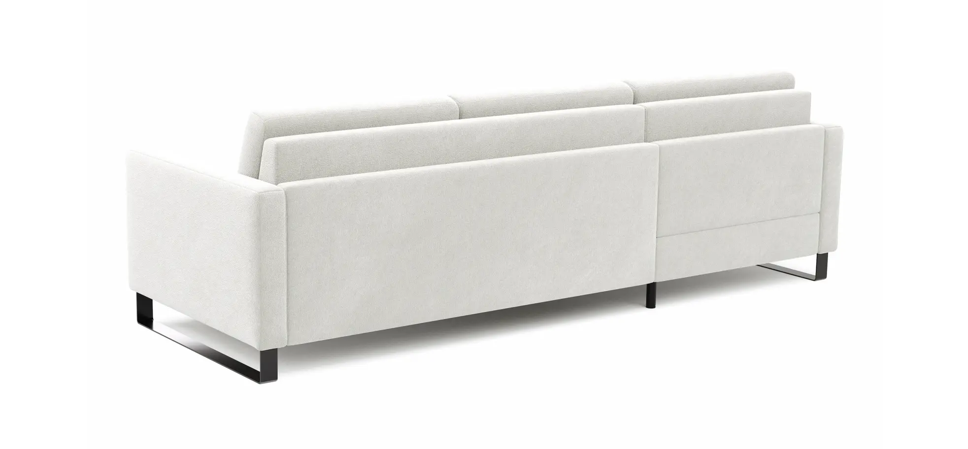 Schlafsofa Laredo - Longchair mit 2-Sitzer rechts inkl. Schlaffunktion mit Bettkasten, Stoff, Graubeige
