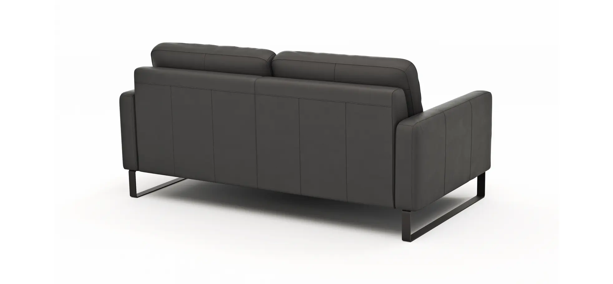 Sofa Enna - 3-Sitzer, Leder, Anthrazit