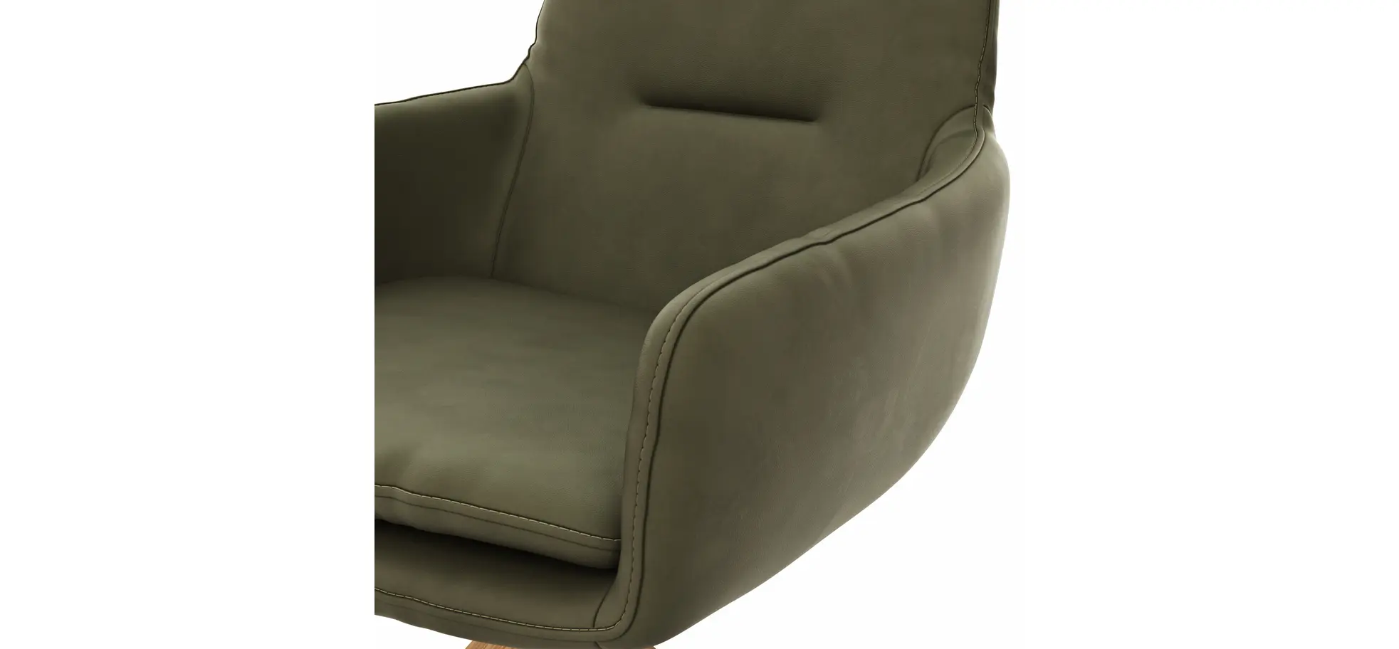 Armlehnstuhl Macano - drehbar, Leder, Olive