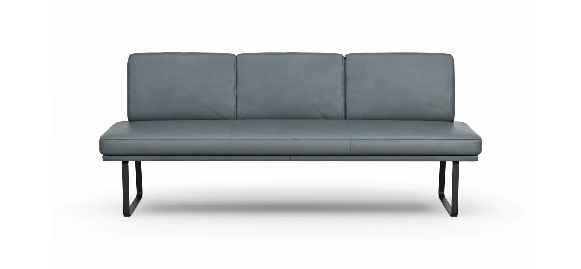 Bank Valloni - B ca. 221 cm, mit Rückenlehne, Leder, Hellblau