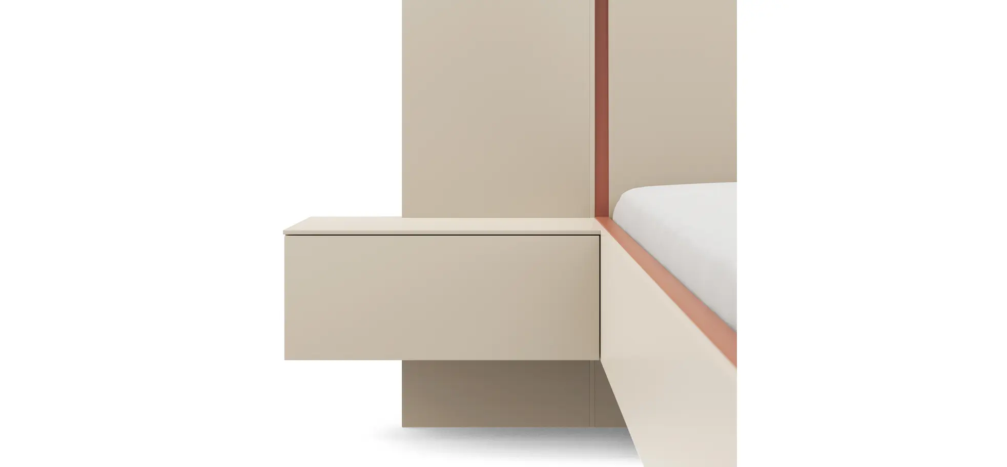 Bettanlage Matera - Lack, Creme, Absetzung, Pfirsich