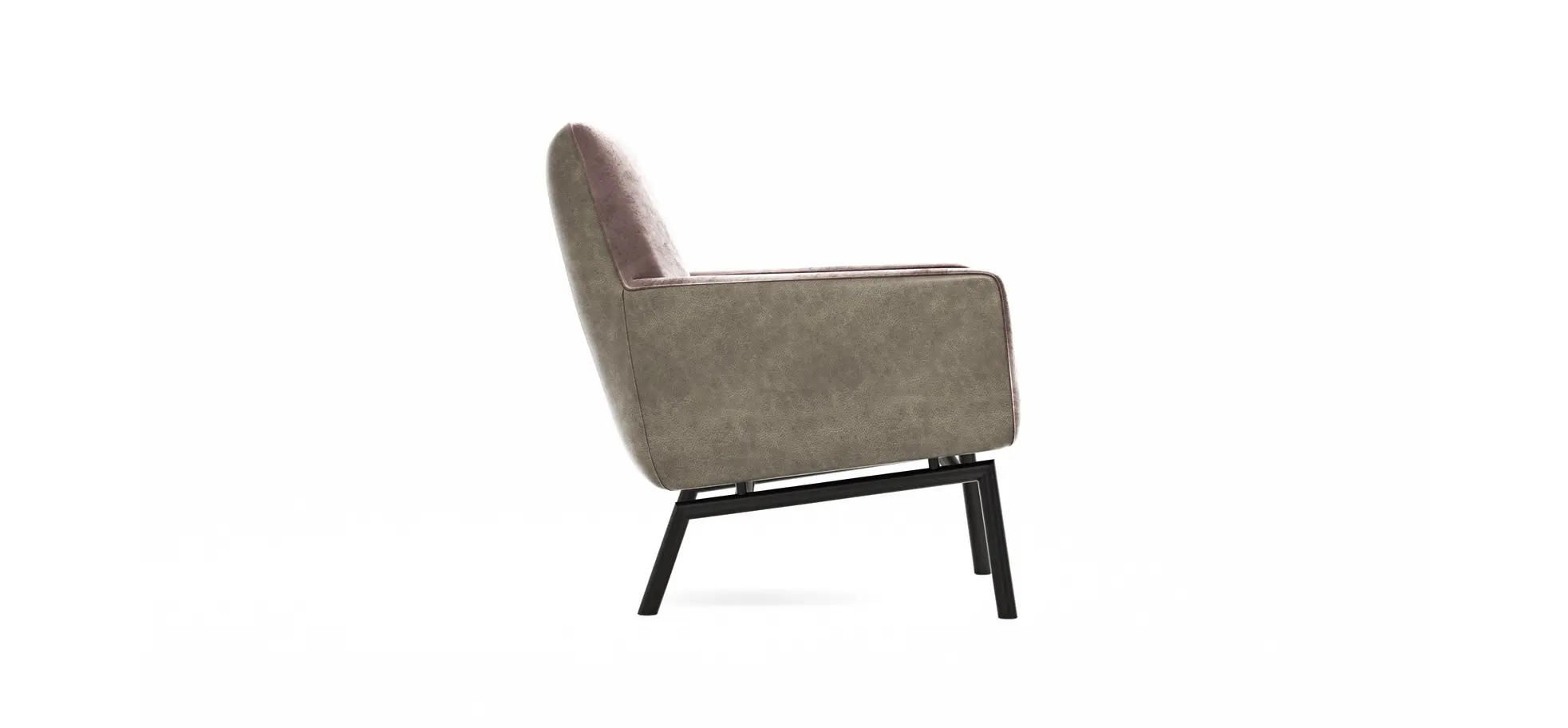 Sessel Matina - Größe M, Leder&Stoff, Dunkelbraun, Mauve