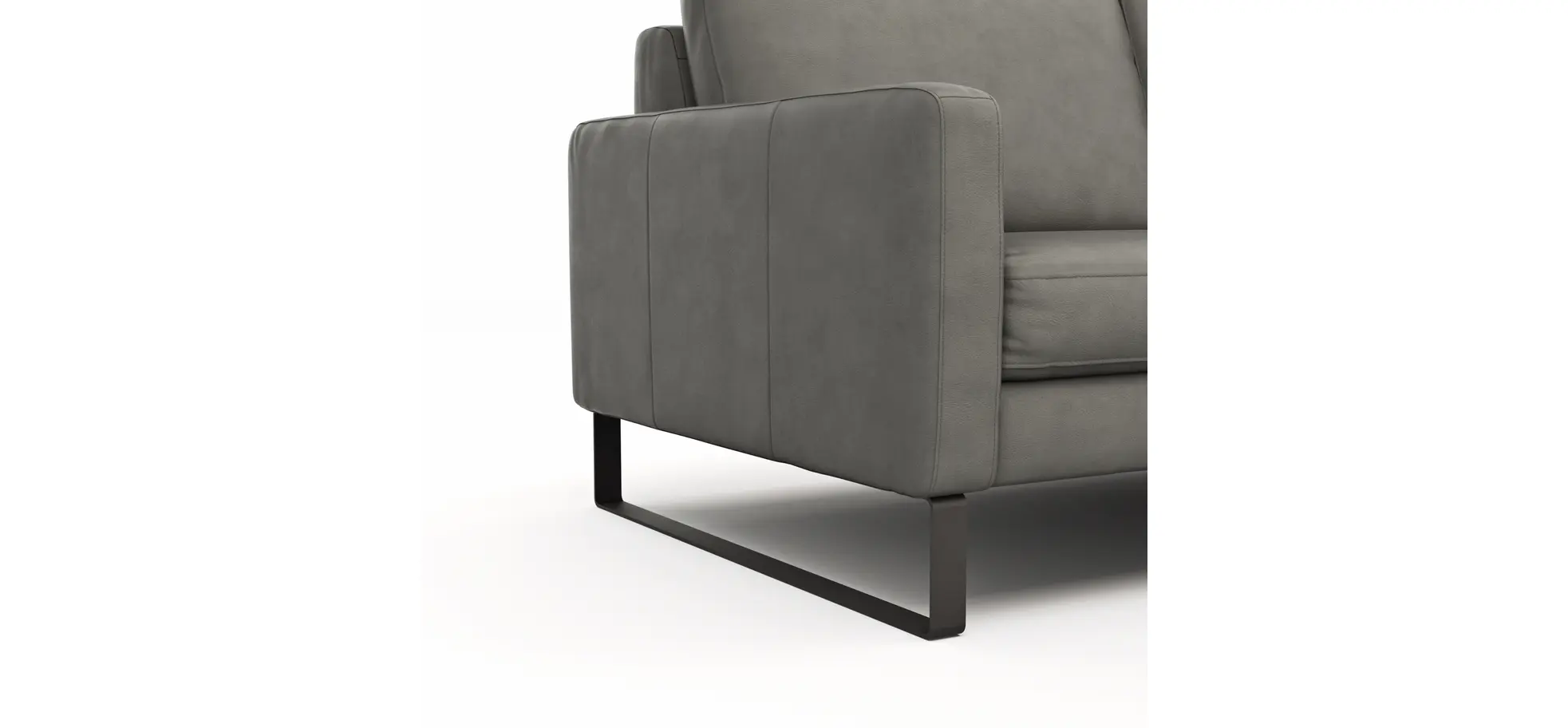 Sofa Enna - 3-Sitzer, Leder, Grau