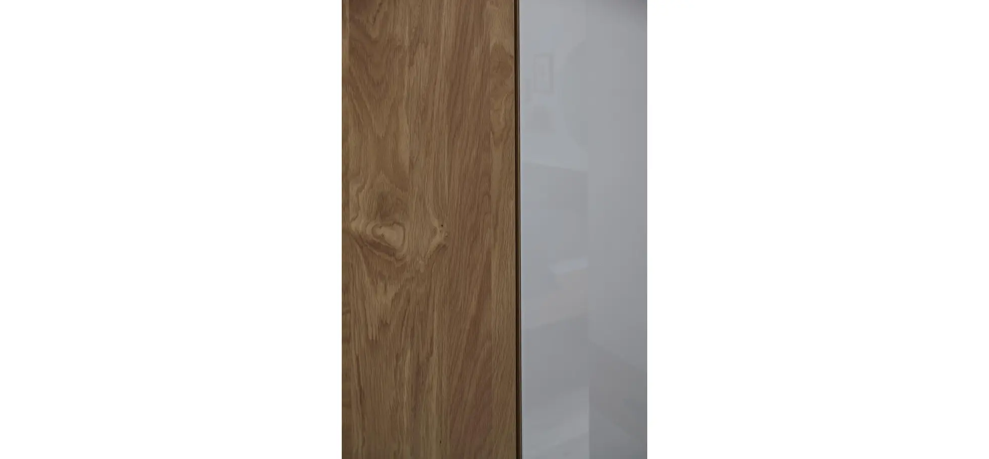 Drehtürenschrank Lenoso - B. ca. 306 cm, Eiche massiv, Glas, Champagner