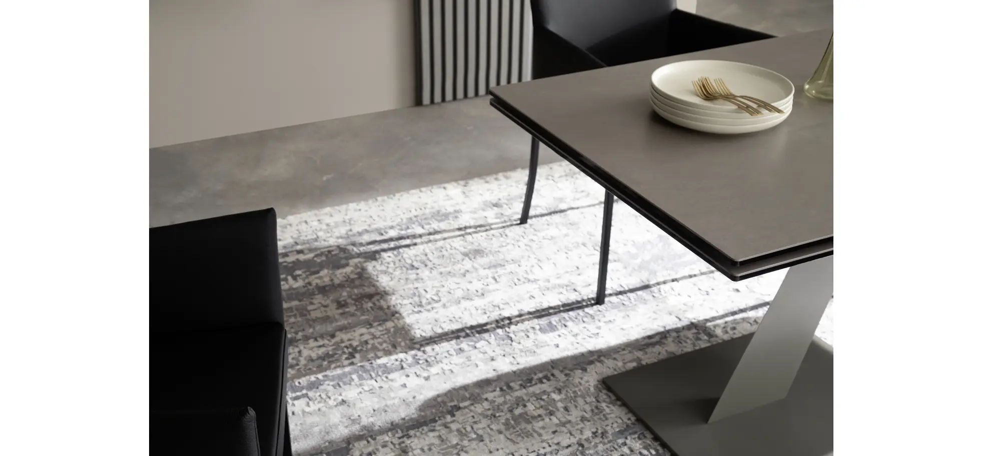 Esstisch Iseo - LB ca. 140x80 cm, ausziehbar, Keramik, Grau