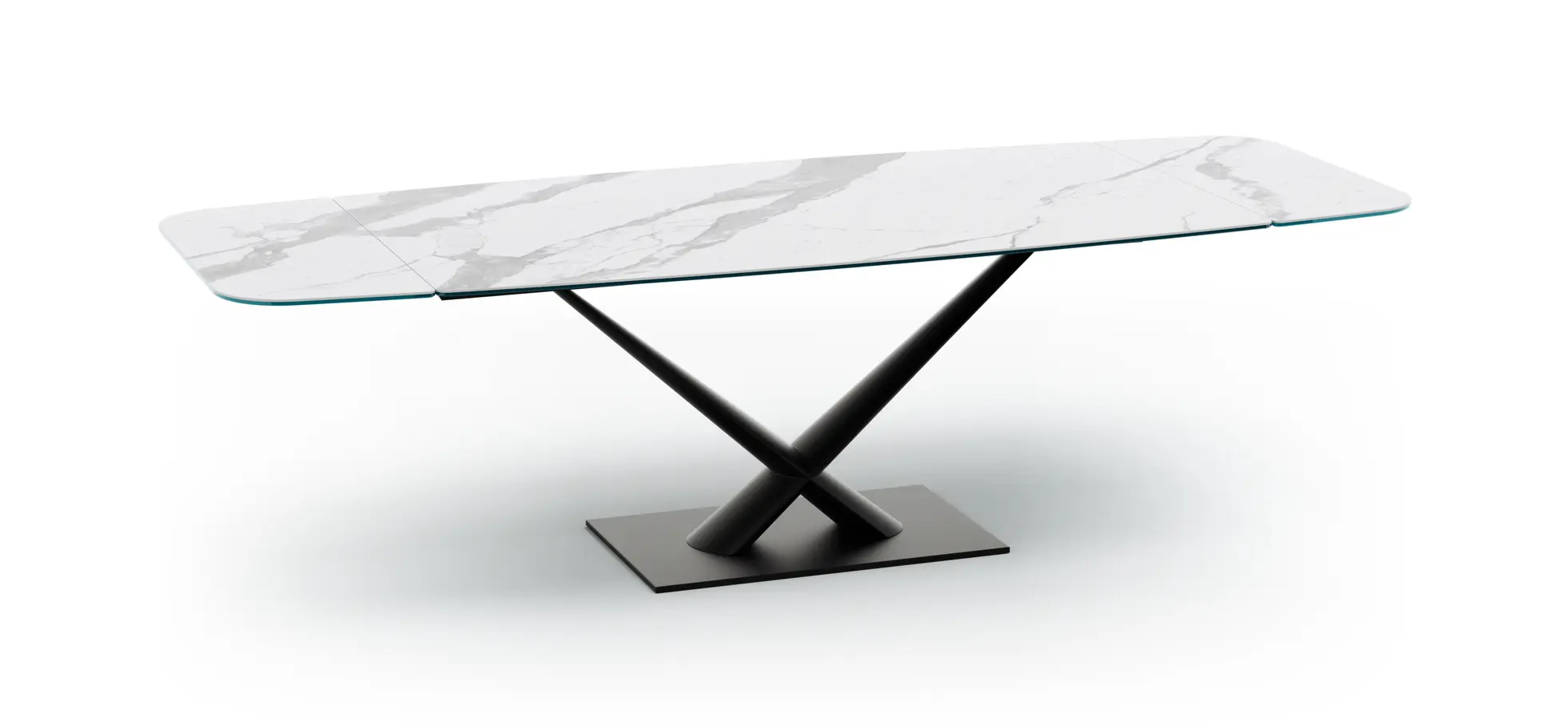 Esstisch Savona - LB ca. 200x100 cm, ausziehbar, Keramik, Weiß, Bootsform