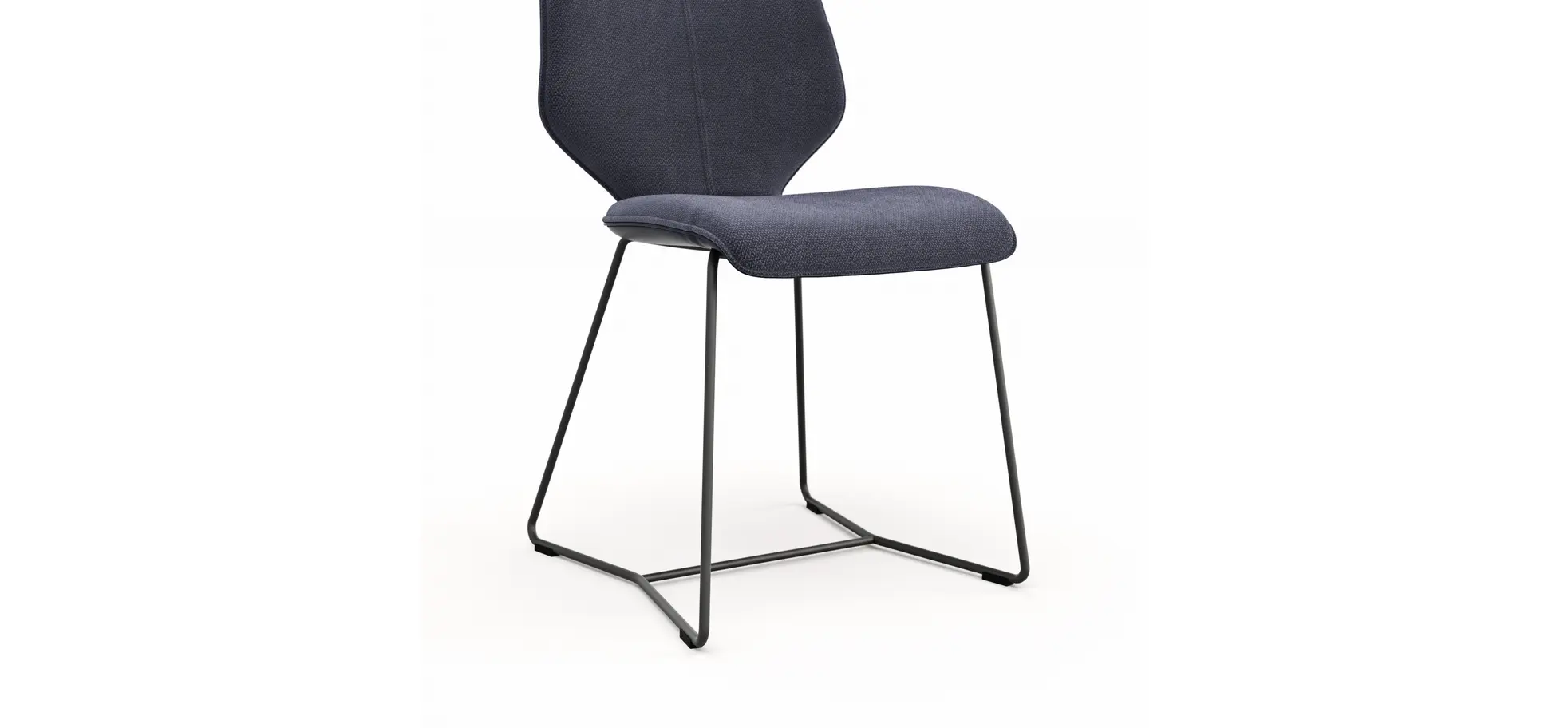 Stuhl Penthouse - Stoff, Dunkelblau, Leder, Lavendel, Kufen, Anthrazit