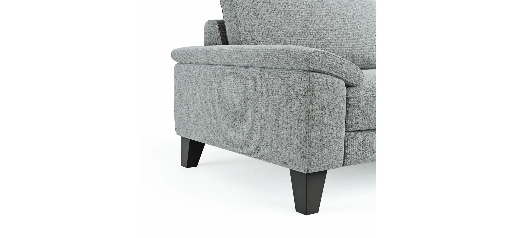 Ecksofa Oviedo - 2,5-Sitzer mit Ecke rechts, Stoff, Hellgrau