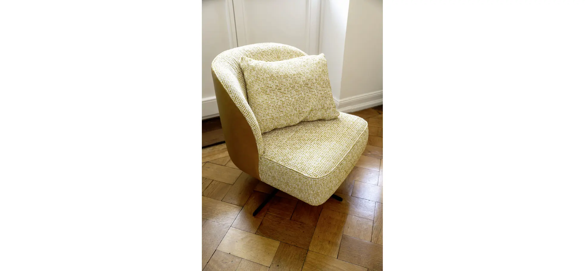 Sessel Cuneo - drehbar, Stoff, Senfgelb, Leder, Senfgelb