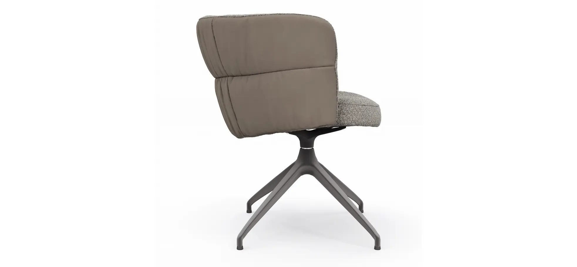 Armlehnstuhl Milana - drehbar, Leder Grau, Stoff Graubraun