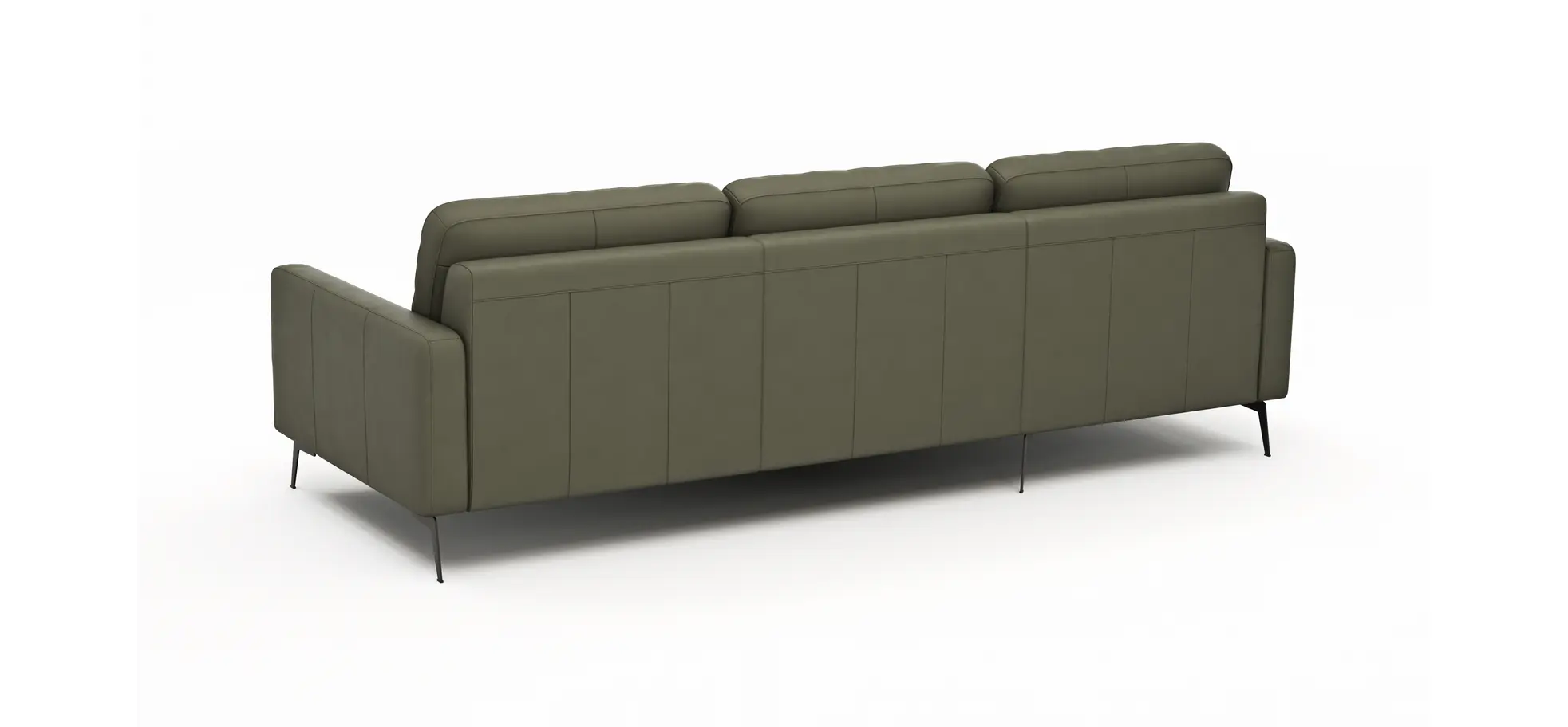 Ecksofa Enna - Longchair Links mit 3-Sitzer, Armlehne A, Leder, Olive