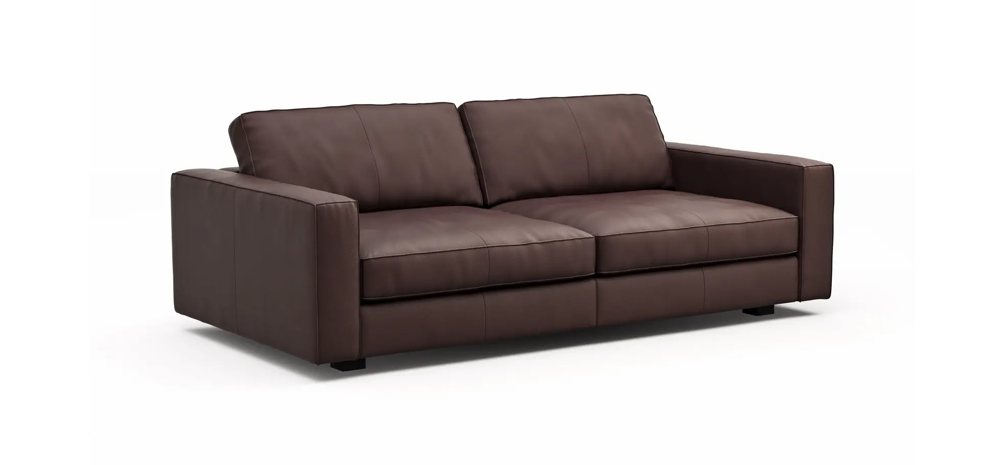  Sofa Aprino 2 - 3,5-Sitzer L, Dickleder, Dunkelbraun, Armlehne Block schmal