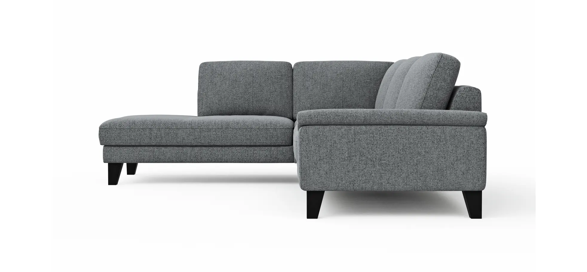 Ecksofa Oviedo - Ecke links mit 2,5-Sitzer inkl. Drehsitz, Stoff, Grau