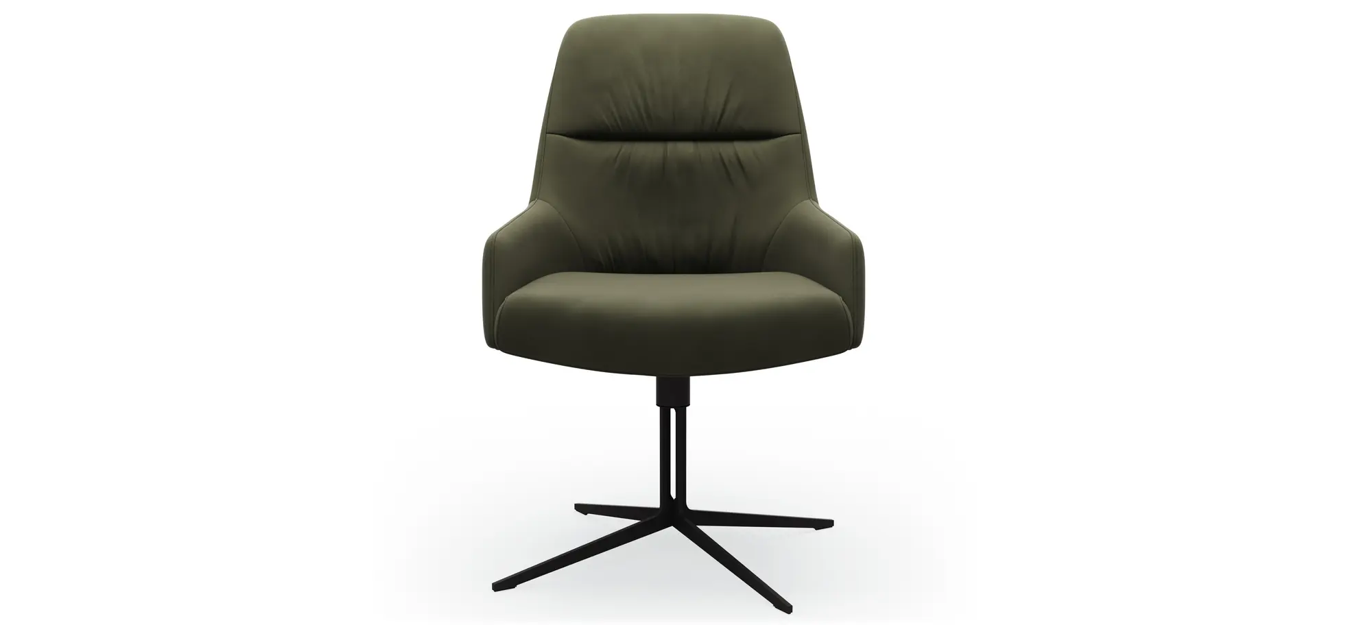 Armlehnstuhl Sagres - drehbar, Leder, olive
