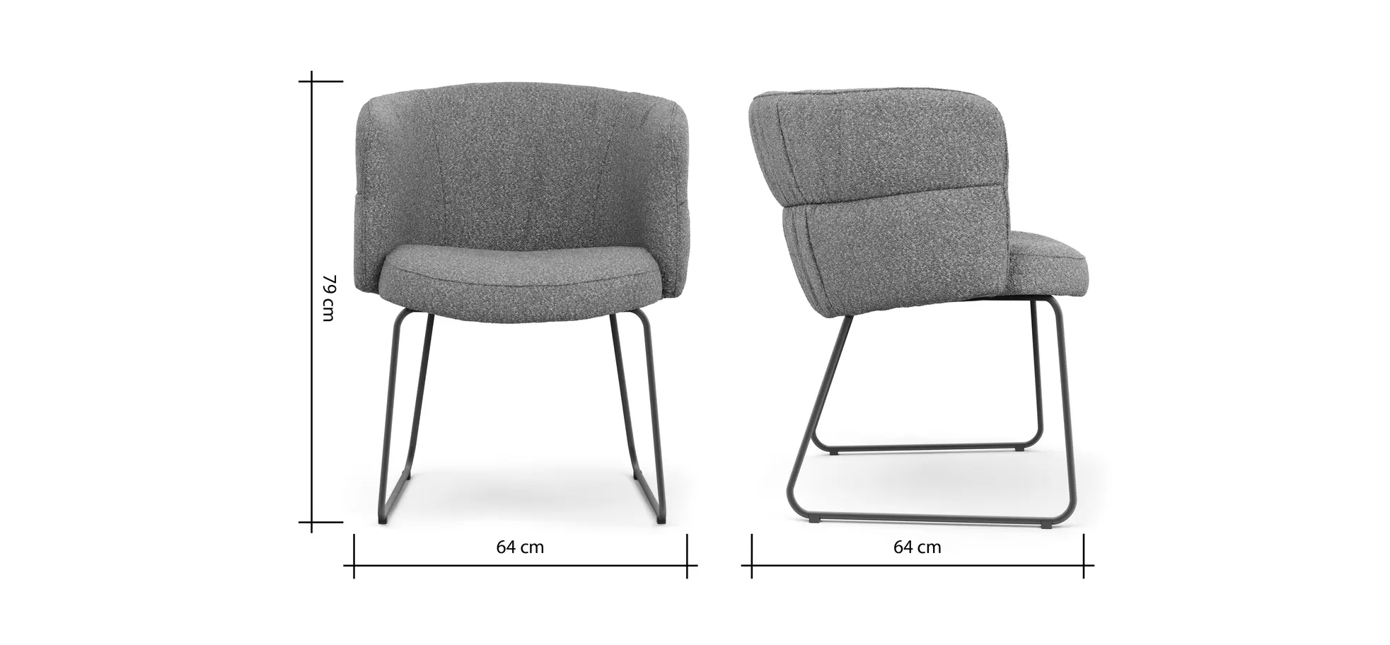 Armlehnstuhl Milana - Stoff, Grau