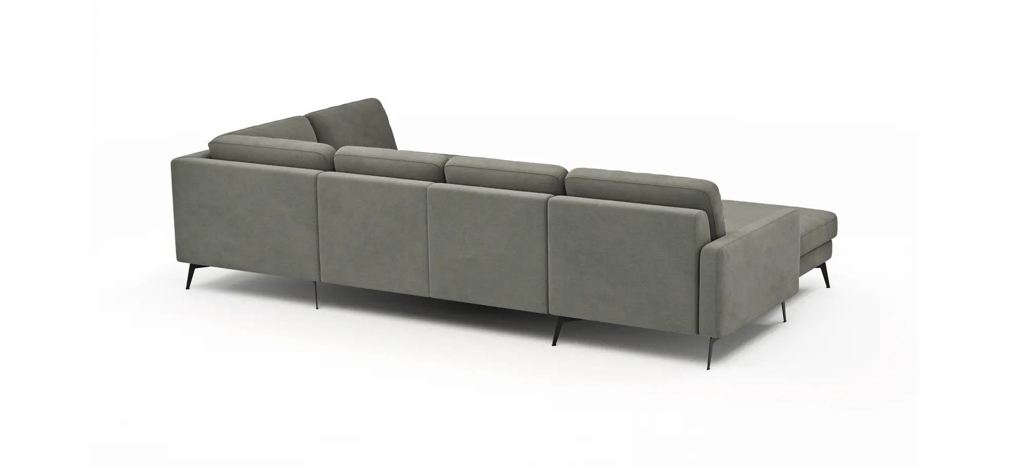 Wohnlandschaft Enna - Longchair links, 2,5-Sitzer, Ecke rechts, Stoff, Grau