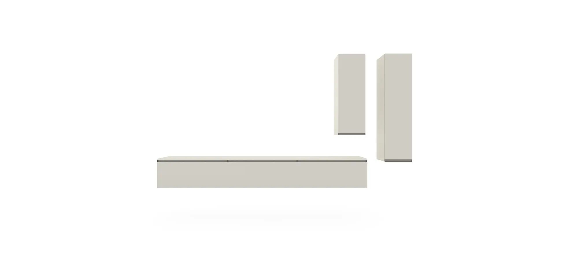 Wohnwand Venzone - B ca. 320 cm, Lack, Hellgrau 3027635