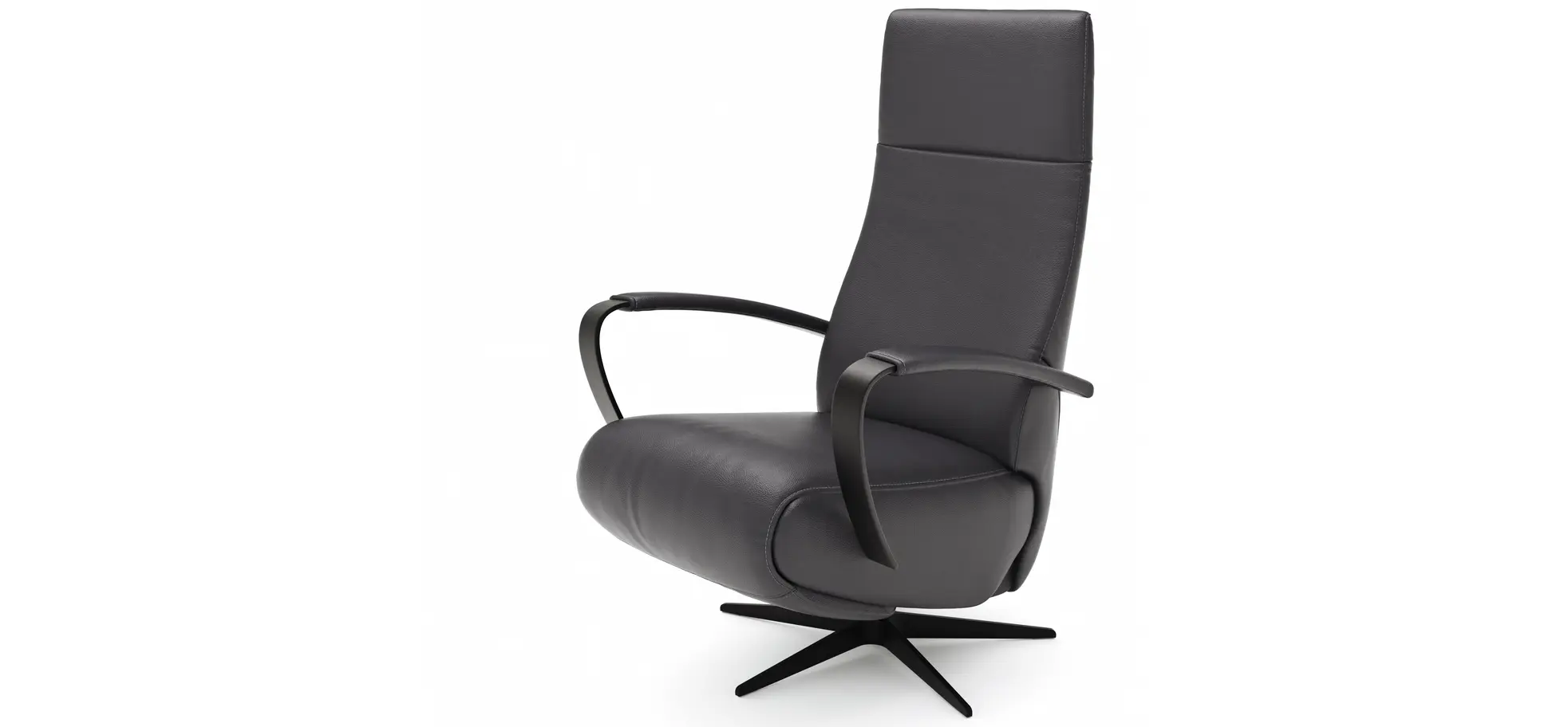 Relaxsessel Girona - Relaxfunktion (motorisch), Leder, Schwarz