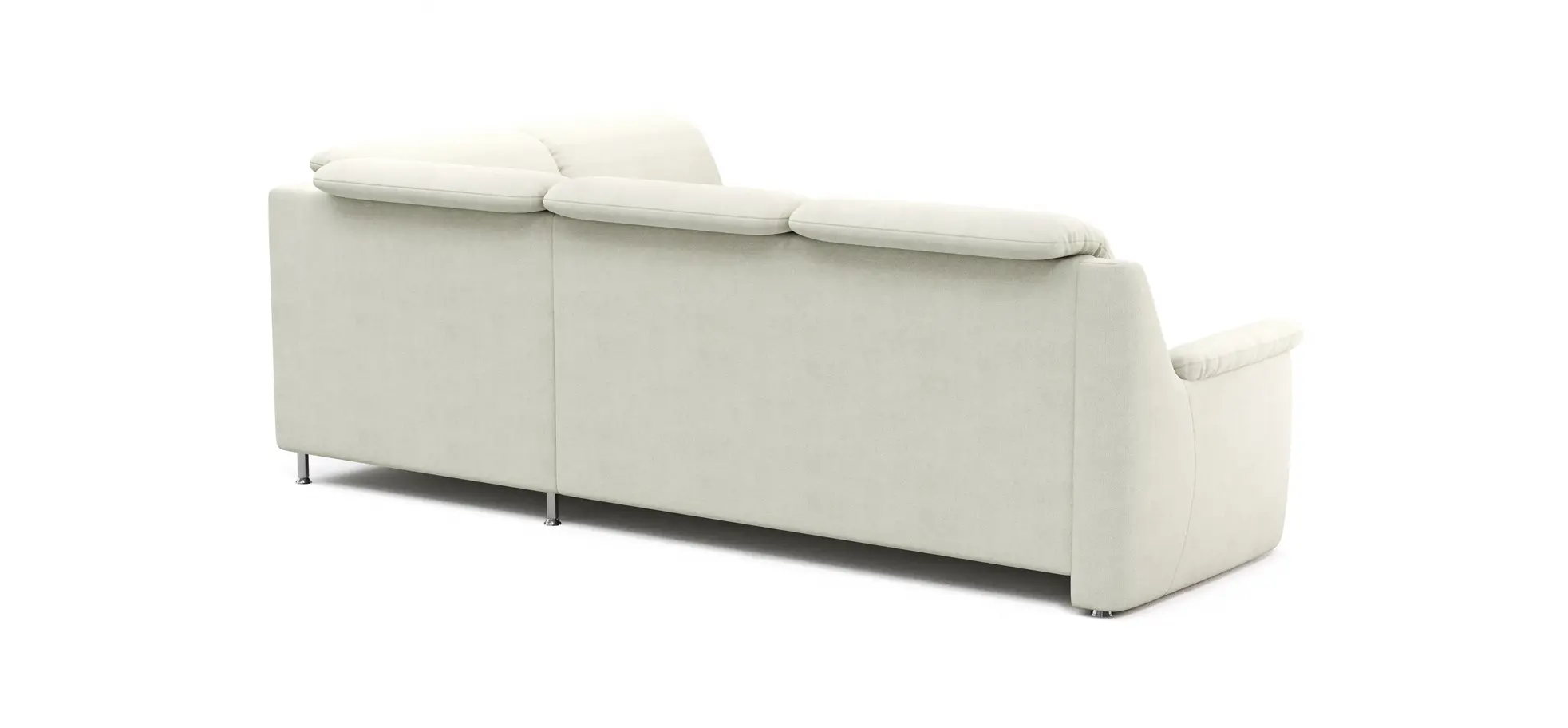 Ecksofa Cornella Plus - 2-Sitzer links mit Ecke und Abschlussteil rechts, Stoff, Creme